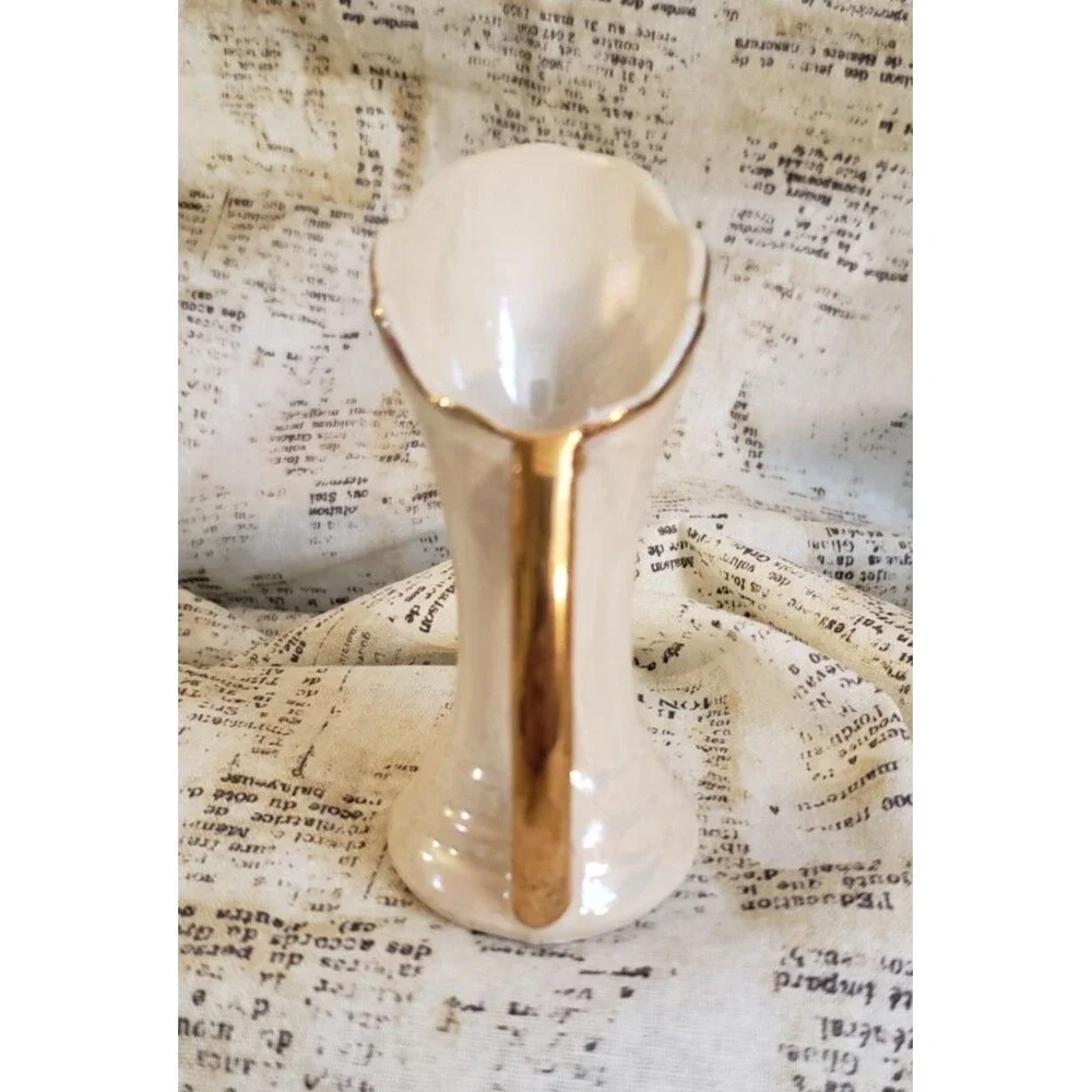 Elegant, Classic, Sophisticated  - Vintage Miniature White Pitcher w/ Gold Trim